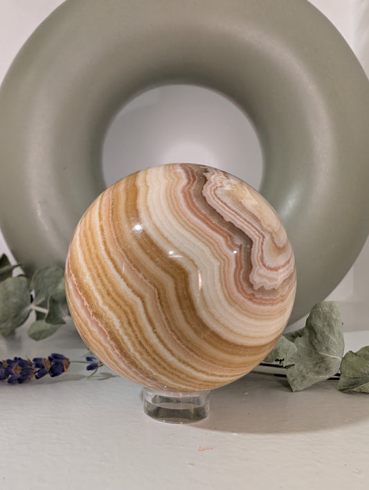 Orange Banded Calcite Sphere - 215g