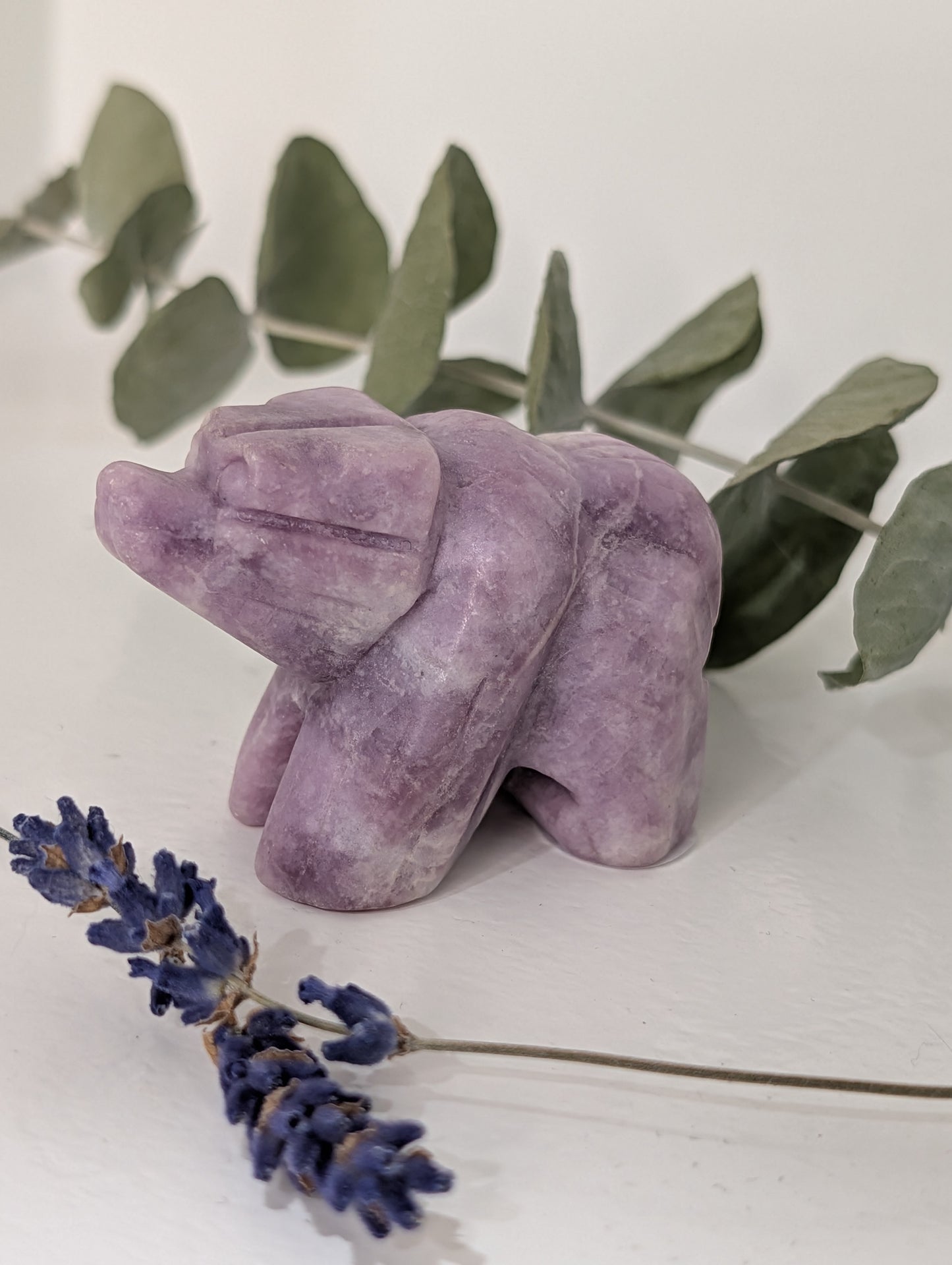 Lepidolite Bear Carving