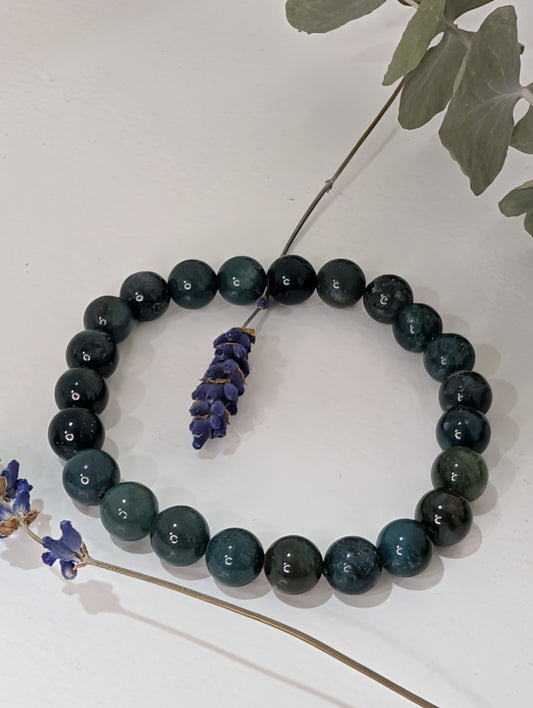 Moss Agate Bead Bracelet | 8mm