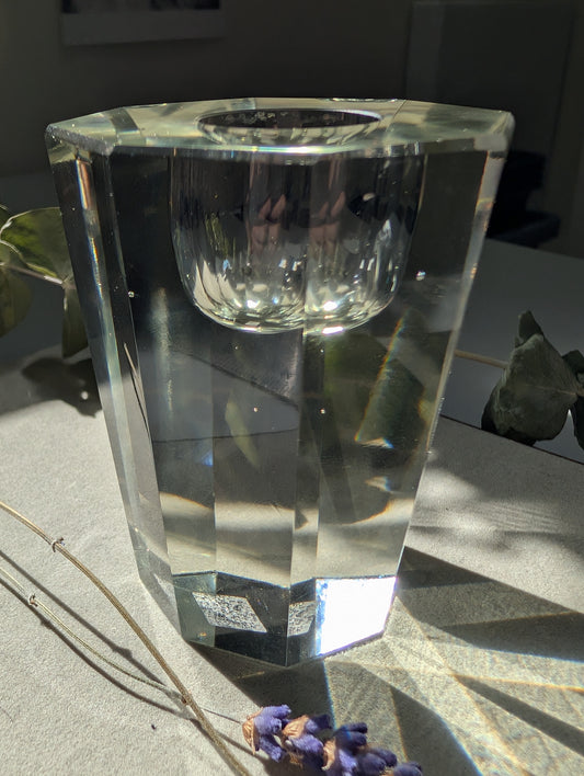 Faceted Crystal Glass Candle Holder