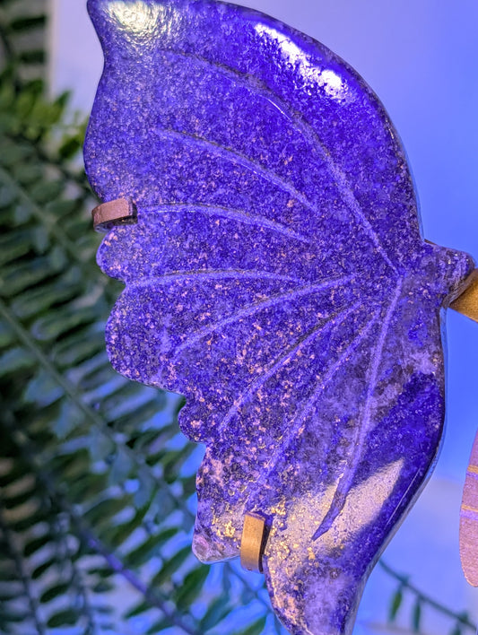 Lapis Lazuli Butterfly Wings on Gold Stand