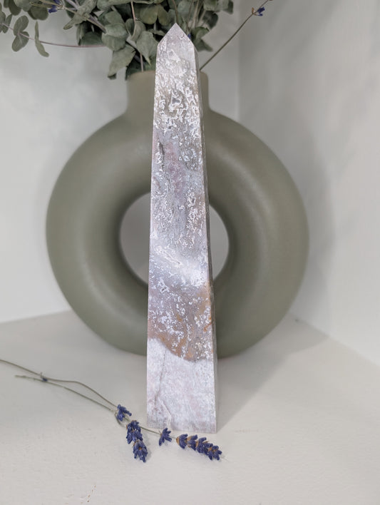 Purple Moss Agate Tower