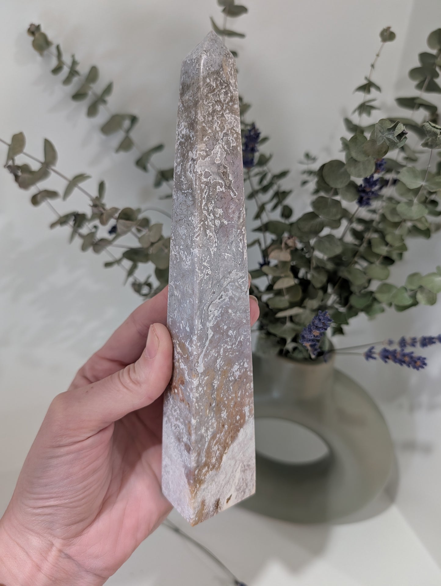 Purple Moss Agate Tower