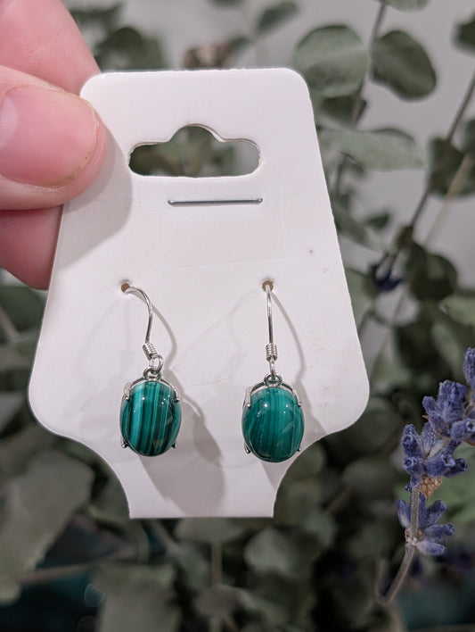 Malachite Earrings - Natural Stone