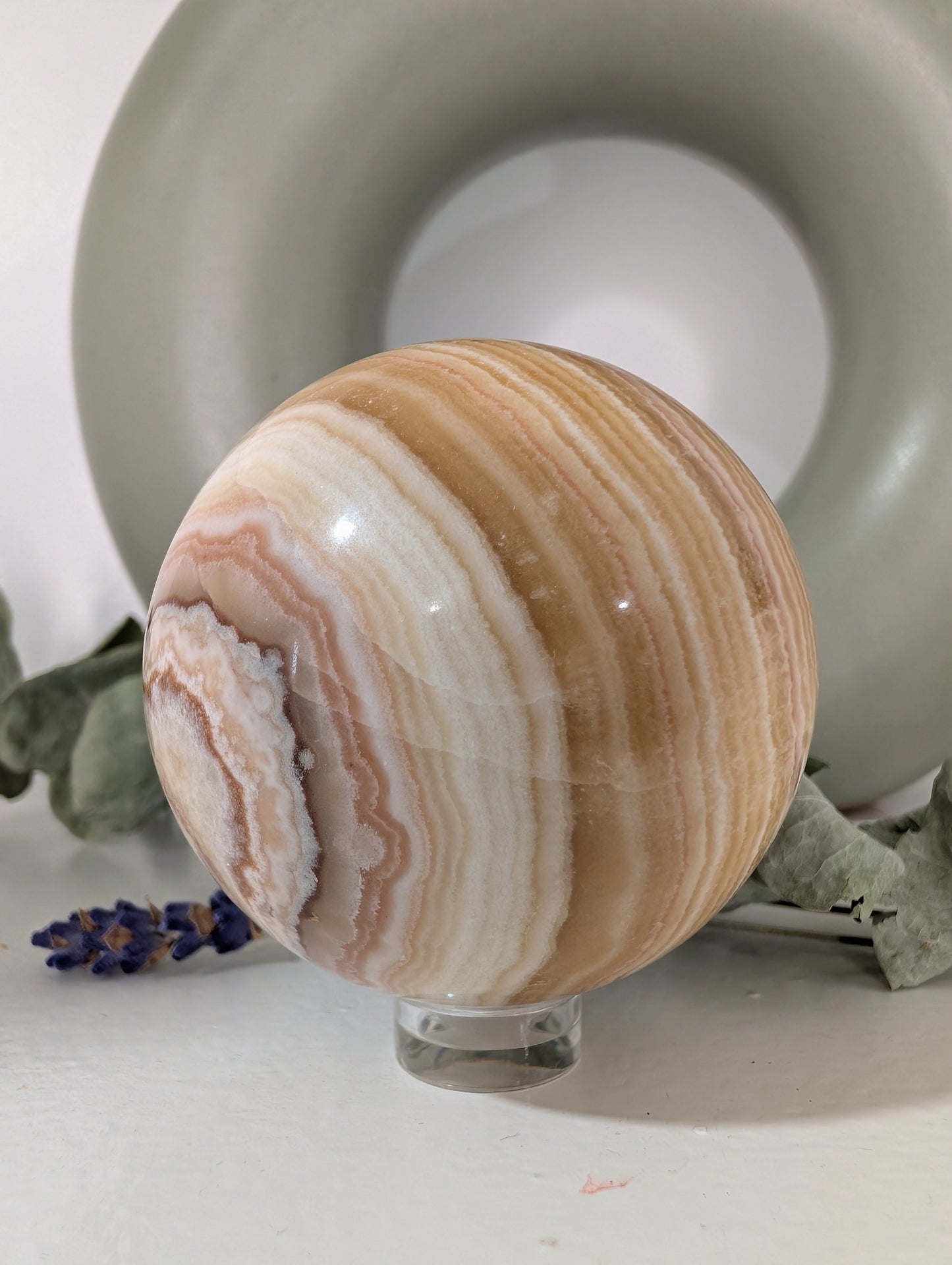 Orange Banded Calcite Sphere - 215g