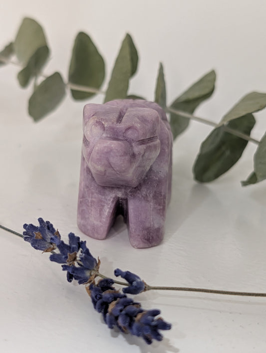 Lepidolite Bear Carving