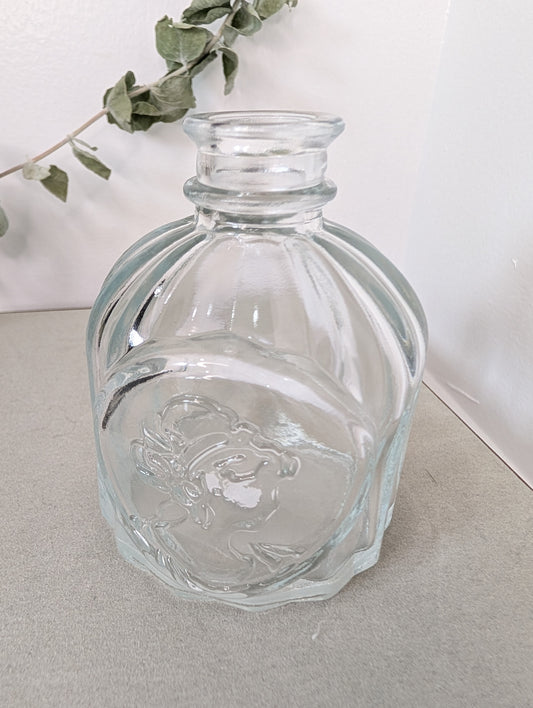Vintage Glass Jar with Embossed Lady Face | Display Vessel