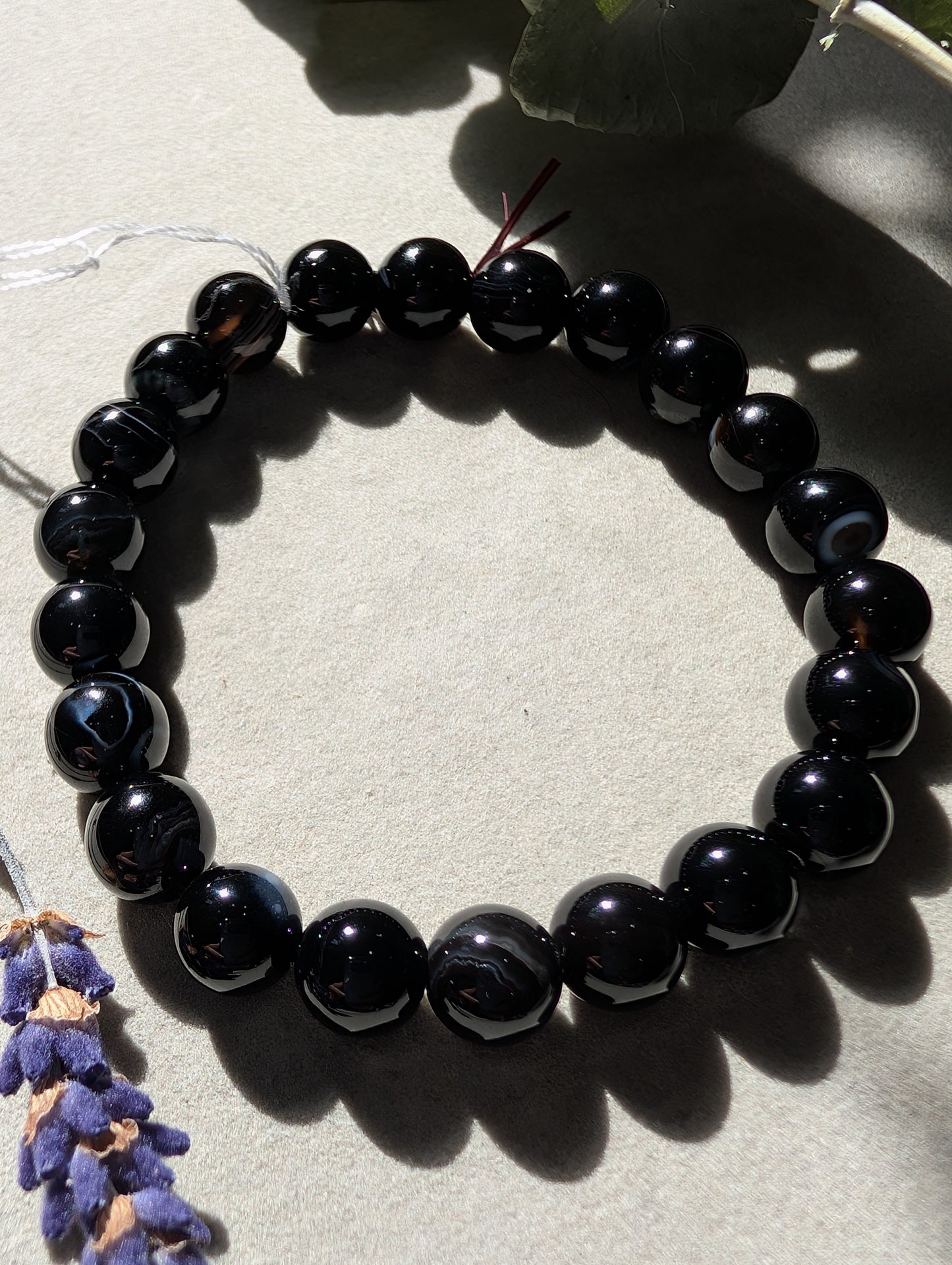 Black Agate Beaded Bracelet | 8mm