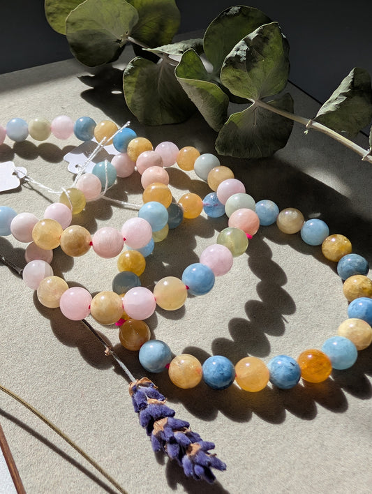 Morganite Beaded Bracelet | 8mm Pastel Mix
