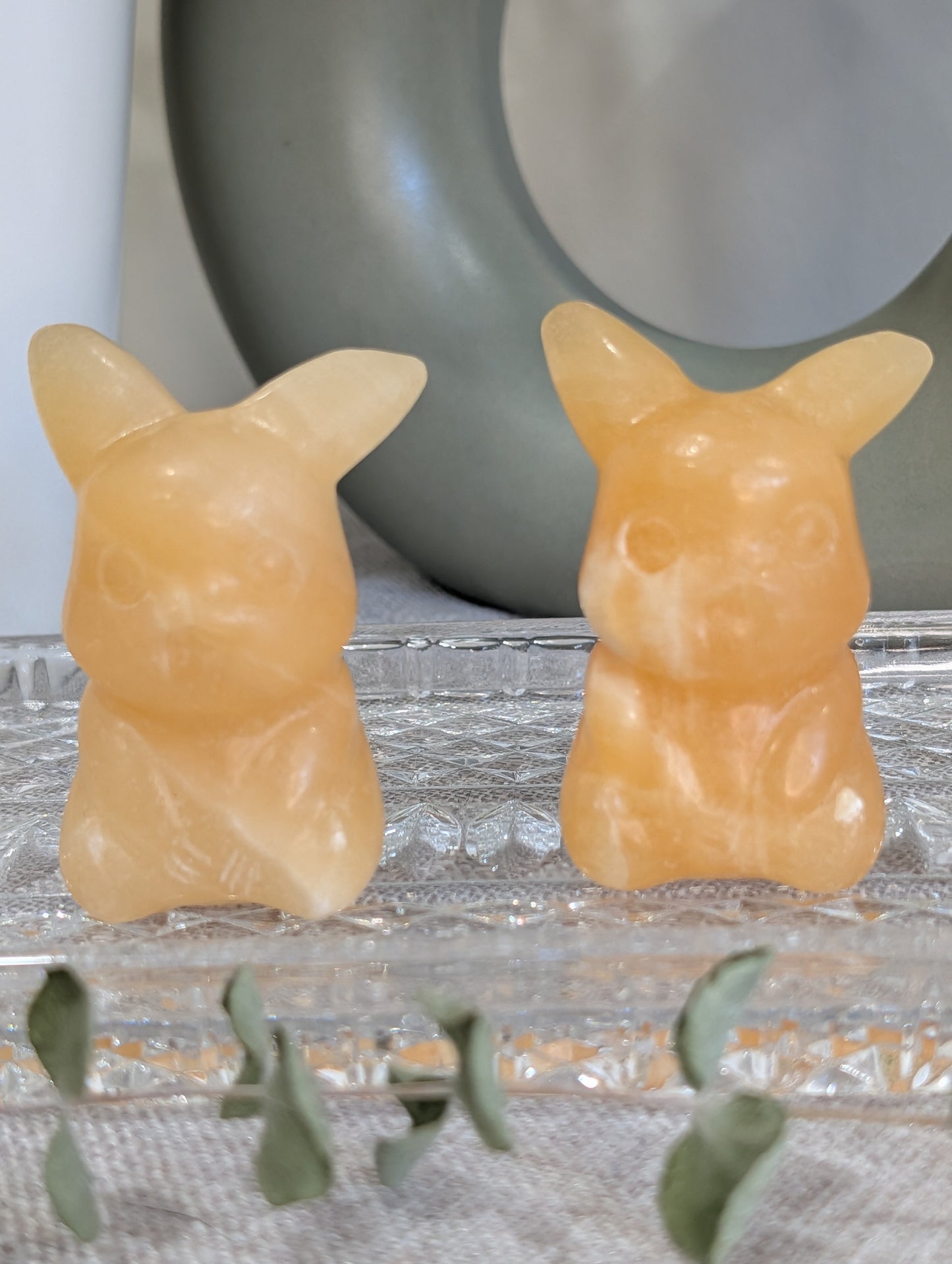 Orange Calcite Pikachu Carving