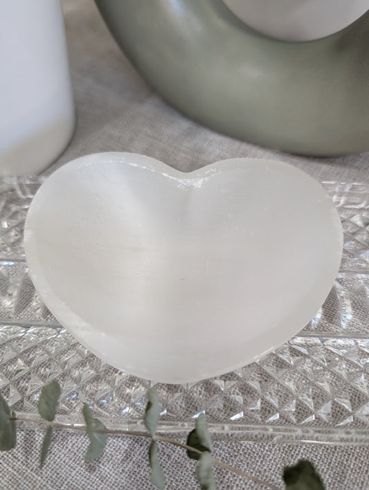 Selenite Heart Dish
