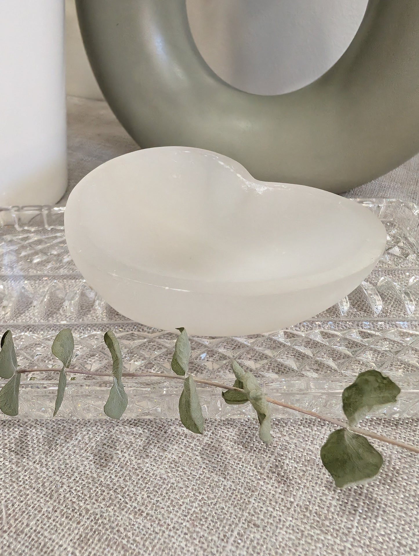 Selenite Heart Dish