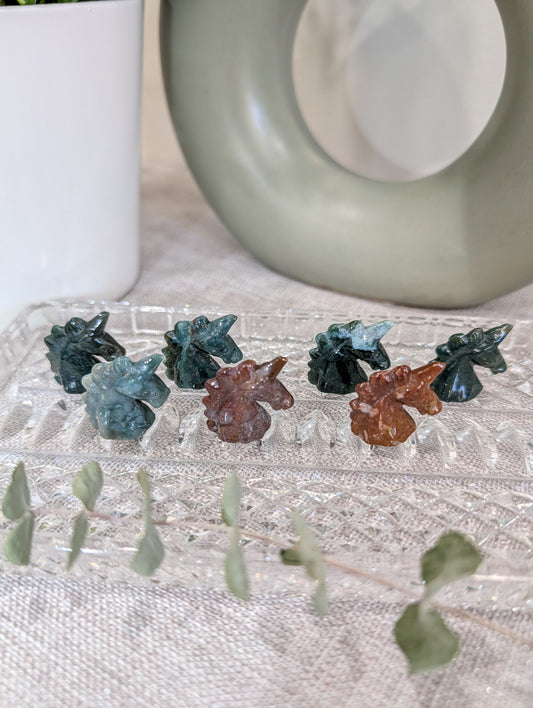 Ocean Jasper Mini Unicorn Carving