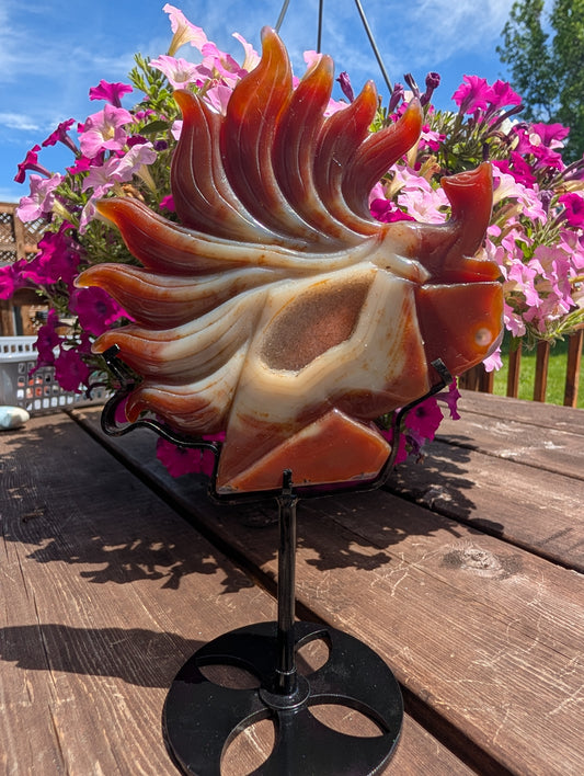 Carnelian Fox Carving on Stand