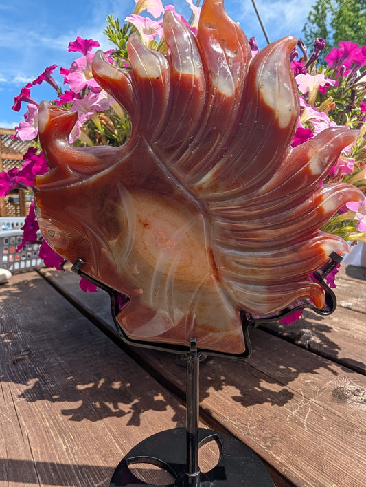 Carnelian Fox Carving on Stand