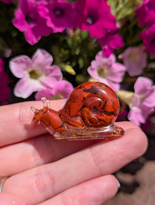 Resin Snail with Gold Flakes & Crystal Chips