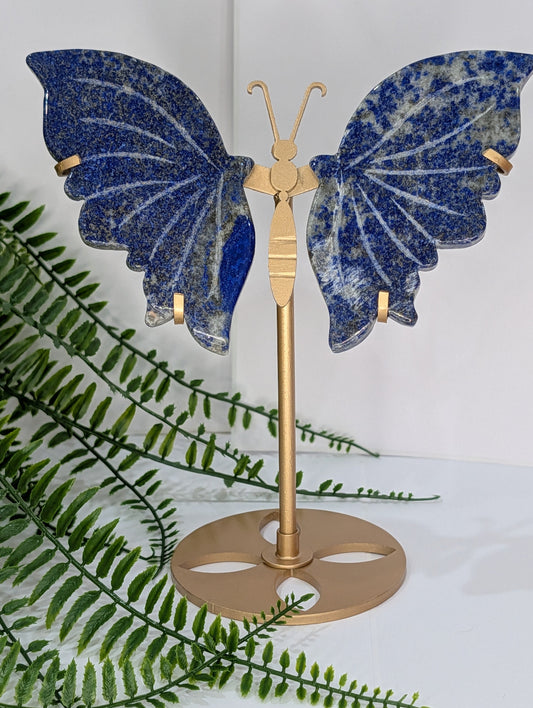 Lapis Lazuli Butterfly Wings on Gold Stand